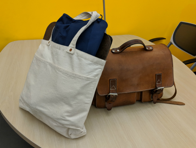 Tobias Froehlich's bags at Workbar central