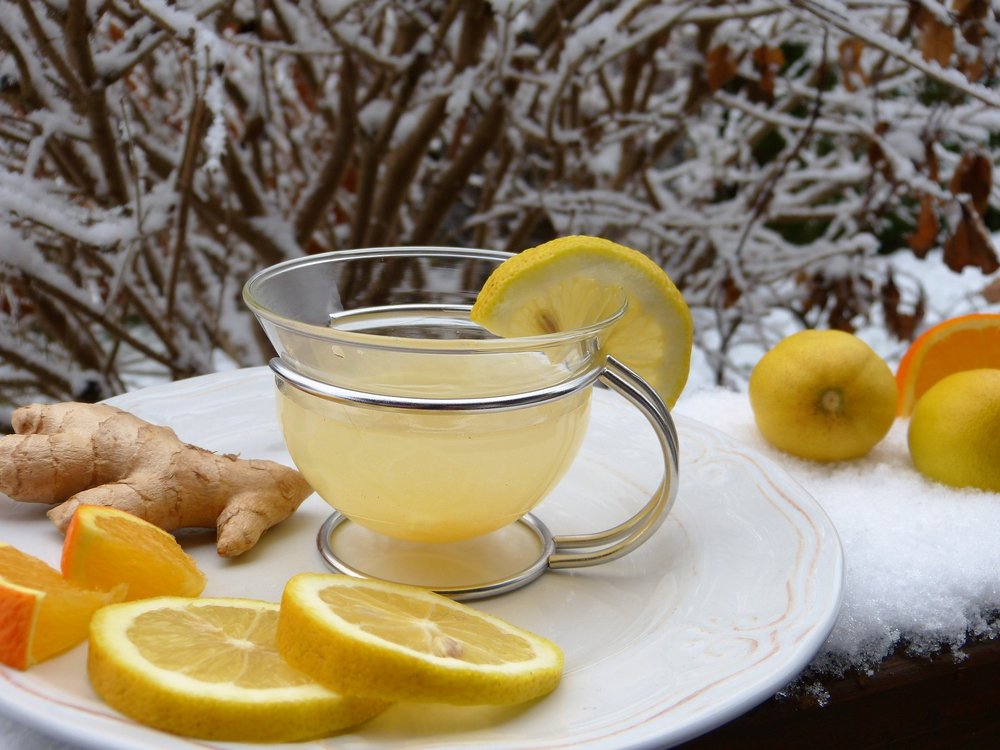 ginger lemon tea with orange slices 