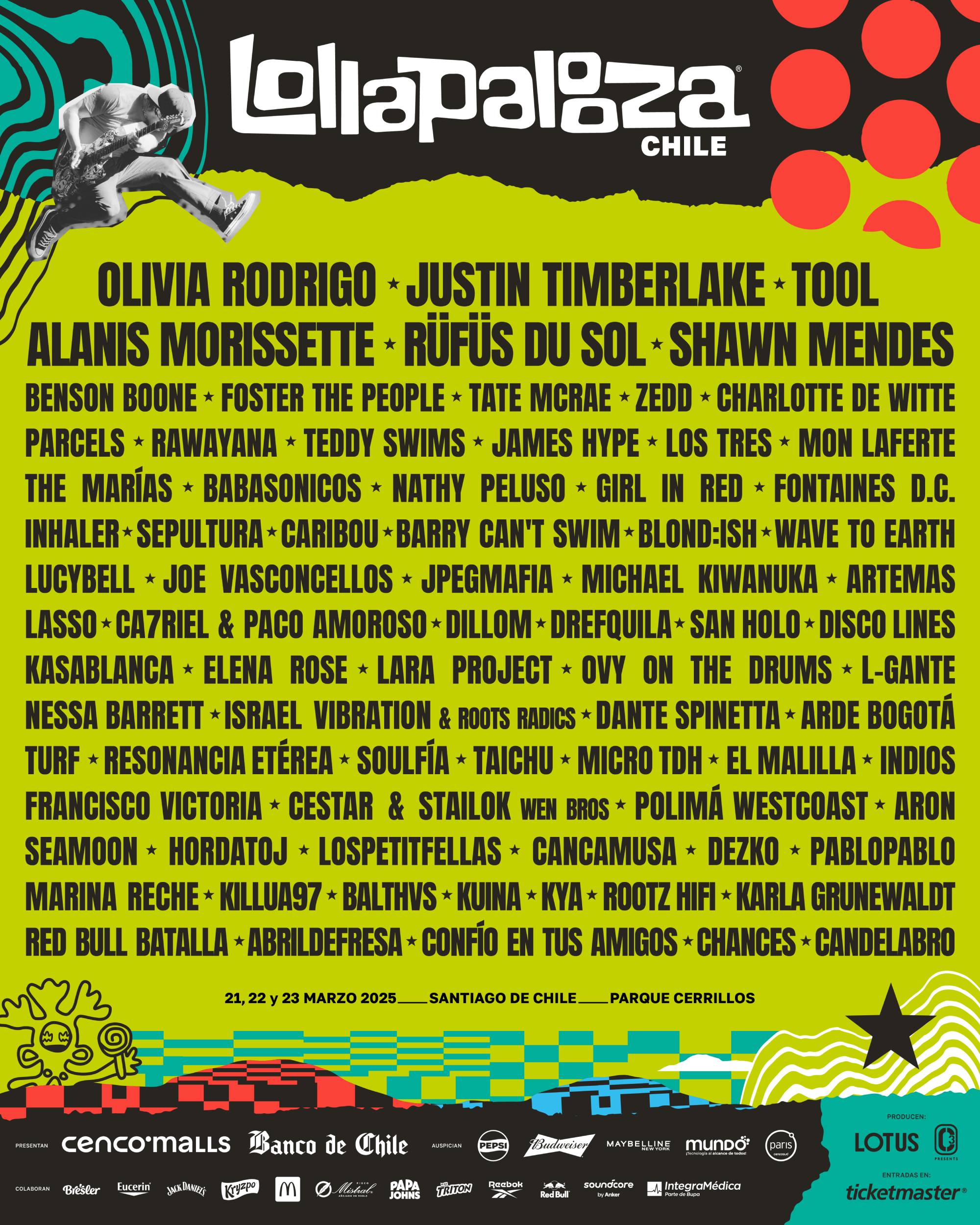 Lollapalooza Chile 2025 line-up poster. Credit: PRESS