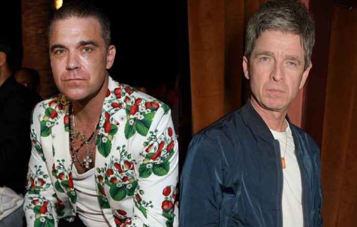 Robbie Williams and Noel Gallagher split image